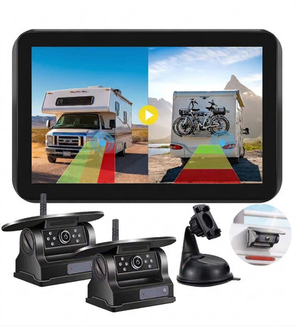Wireless Solar Backup Camera Kit, HD 1080P 7'' Monitor for RV Truck Trailer Camper