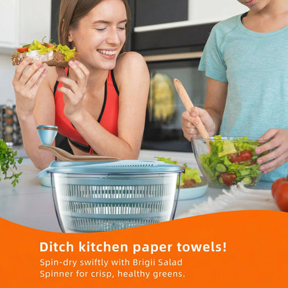 Salad Spinner with Double Drainage Holes, 4.24 Qt Lettuce Spinner for Washing, Spinning & Draining Greens, Fruits & Vegetables