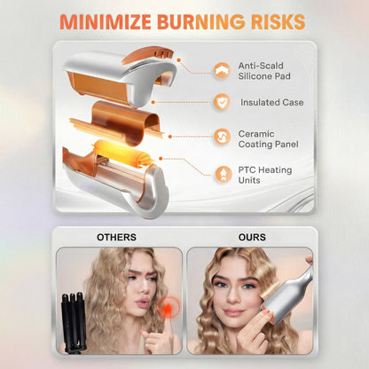 Babe Hair Waver, 25mm Ionic 2 Barrel Curling Iron with 50 Million Ions, 10 Min Quick Wave & Smart Timer