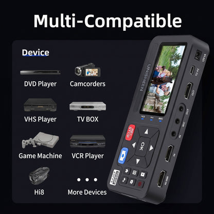 VHS to Digital Converter, 3 Inch Display AV & HDMI Video Capture Device, VCR to Digital Recorder
