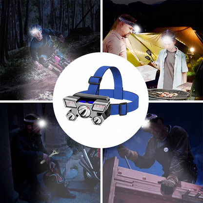 Rechargeable Headlamp, 5 LED Headlight with Portable Working Light for Fishing, Camping & Travel