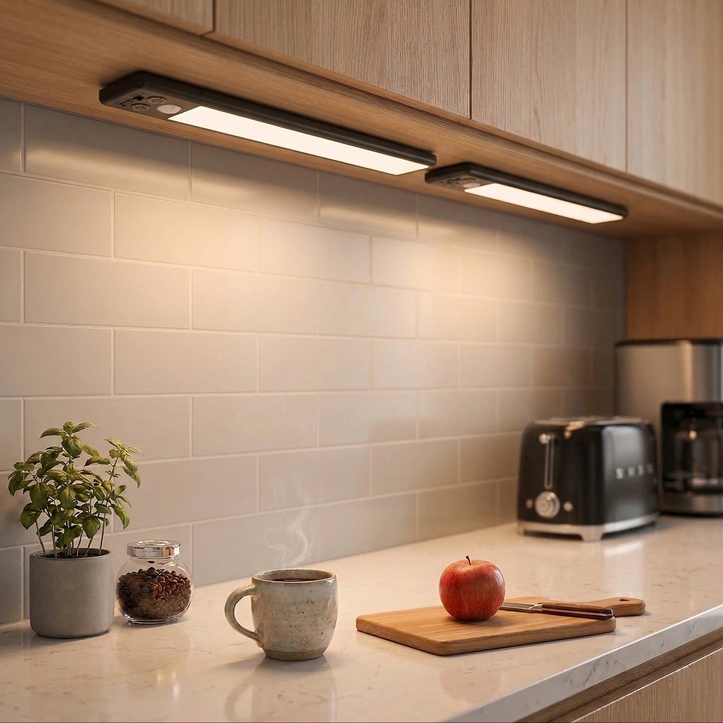 Motion Sensor Under Cabinet Lights, Rechargeable Magnetic Closet Lighting, 3 Colors, 2 Pack