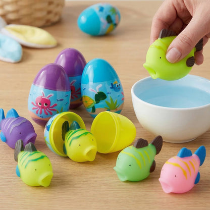 Squirt Toy Filled Plastic Easter Eggs 12 Pc, Colorful Easter Egg Hunt Toys for Kids Basket Stuffers