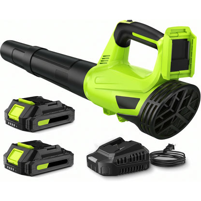 Cordless Leaf Blower, 450 CFM Electric Leaf Blower with 2 Batteries and Charger, 2 Speed Modes for Lawn Patio and Dust Cleaning