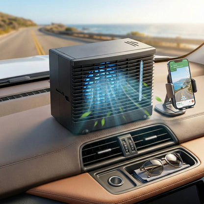 Portable Car Air Conditioner, 12V Air Cooler with Cold Water Tank, Quiet, Low Power