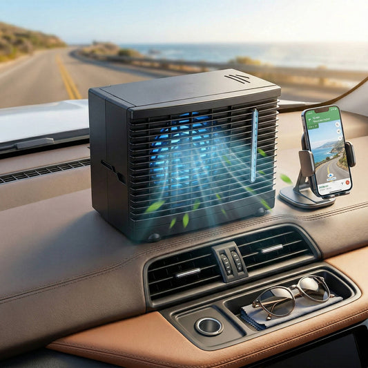 Portable Car Air Conditioner, 12V Air Cooler with Cold Water Tank, Quiet, Low Power