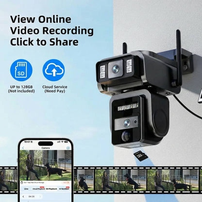 Outdoor Solar CCTV Security Camera with Automatic Tracking, Dual Lens Wireless Security System, 1080P HD, Two Way Audio & IP66 Waterproof