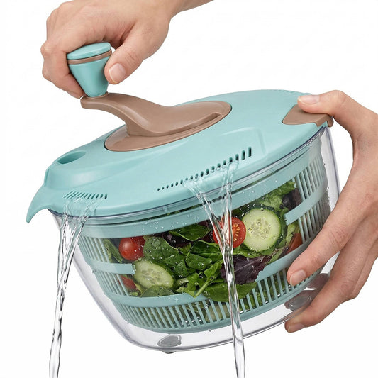 Salad Spinner with Double Drainage Holes, 4.24 Qt Lettuce Spinner for Washing, Spinning & Draining Greens, Fruits & Vegetables