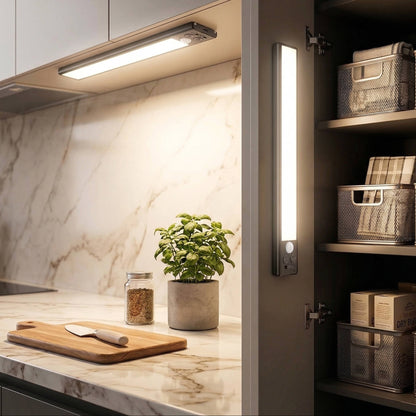 Motion Sensor Under Cabinet Lights, Rechargeable Magnetic Closet Lighting, 3 Colors, 2 Pack