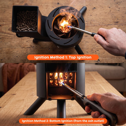 Tabletop Wood Pellet Heater, Glass Tube Portable Patio Heater, Modern Outdoor Heating for Tabletops
