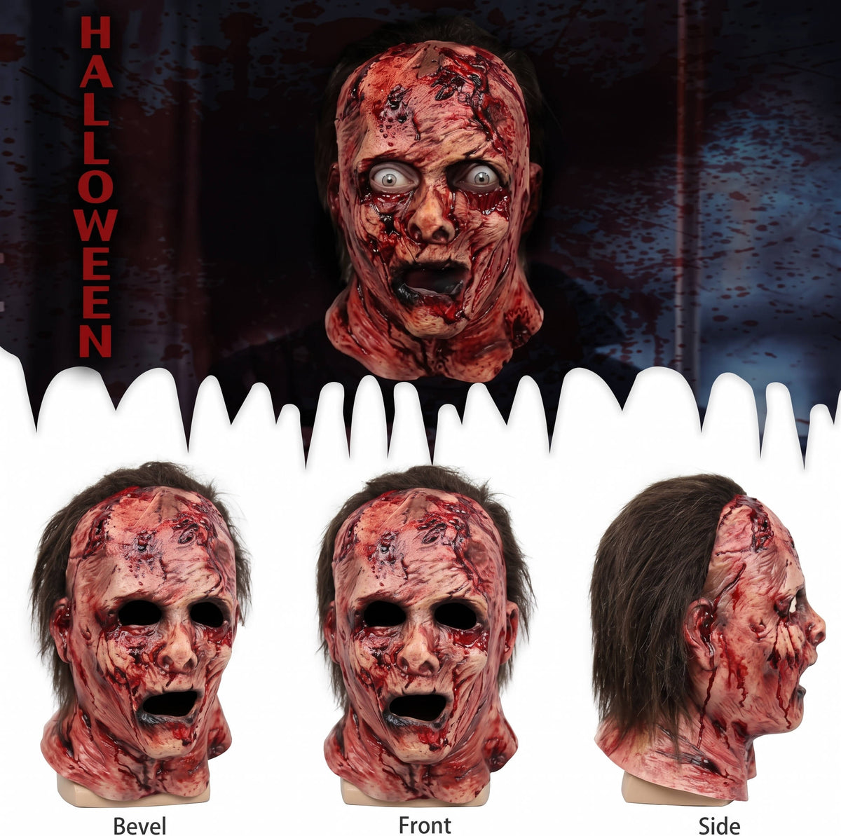 Halloween Mask, Scary Bloody Horror Mask for Halloween Cosplay Parties and Costume Events