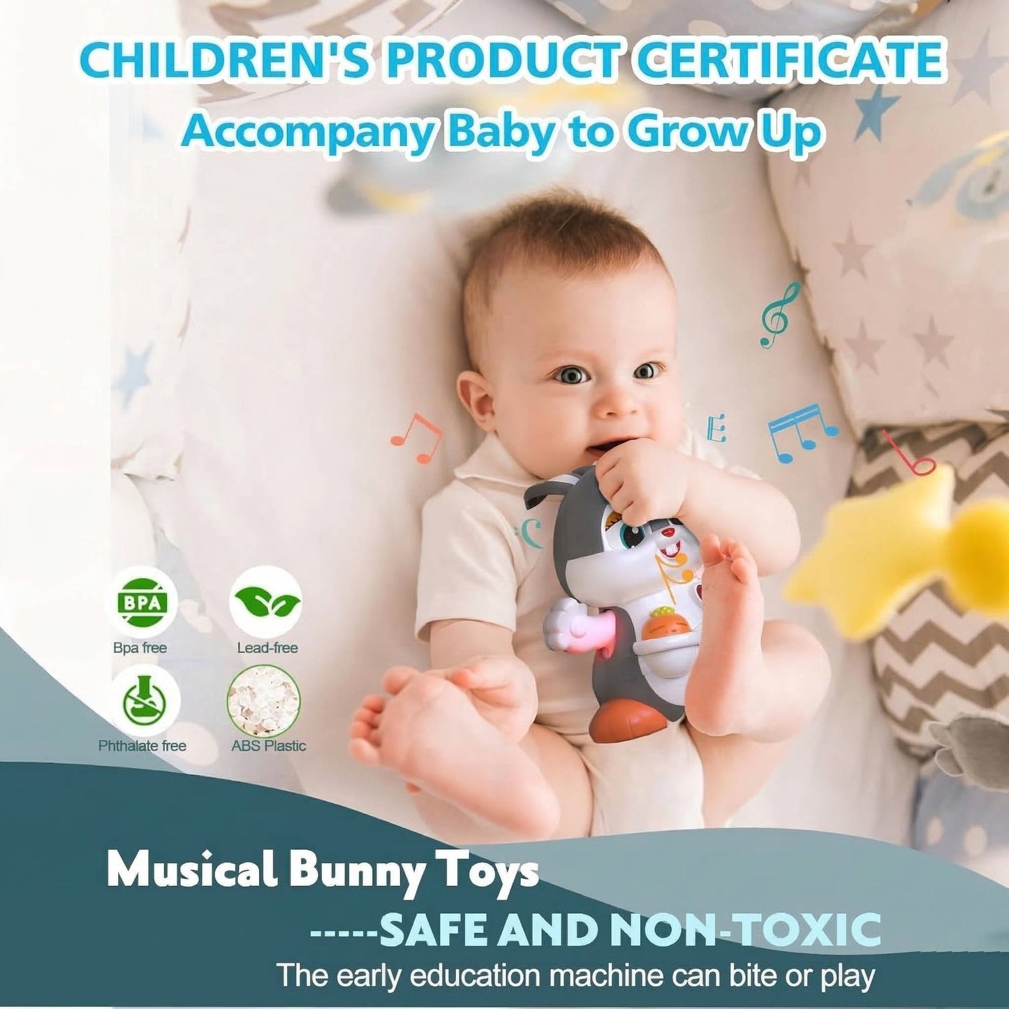 Easter Bunny Musical Toy for 1+ Year Old, Baby Crawling Toy for 6 12 Months, Easter Gifts for Baby Girls & Boys