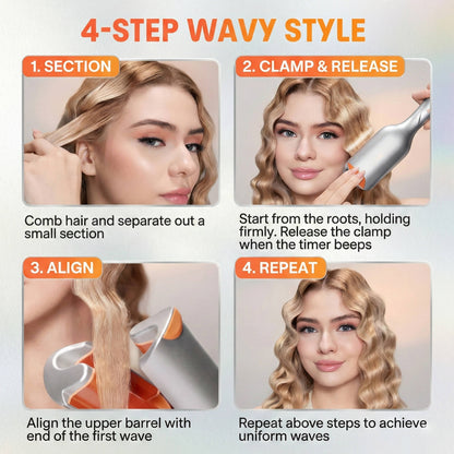 Babe Hair Waver, 25mm Ionic 2 Barrel Curling Iron with 50 Million Ions, 10 Min Quick Wave & Smart Timer