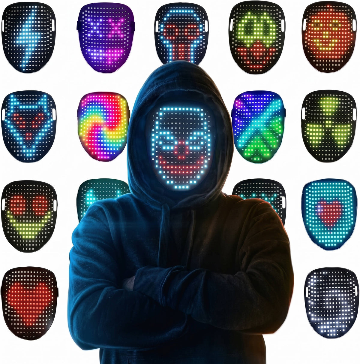 Kids Halloween LED Mask, Light Up Gesture Sensing Mask for Boys, Interactive Halloween Toy