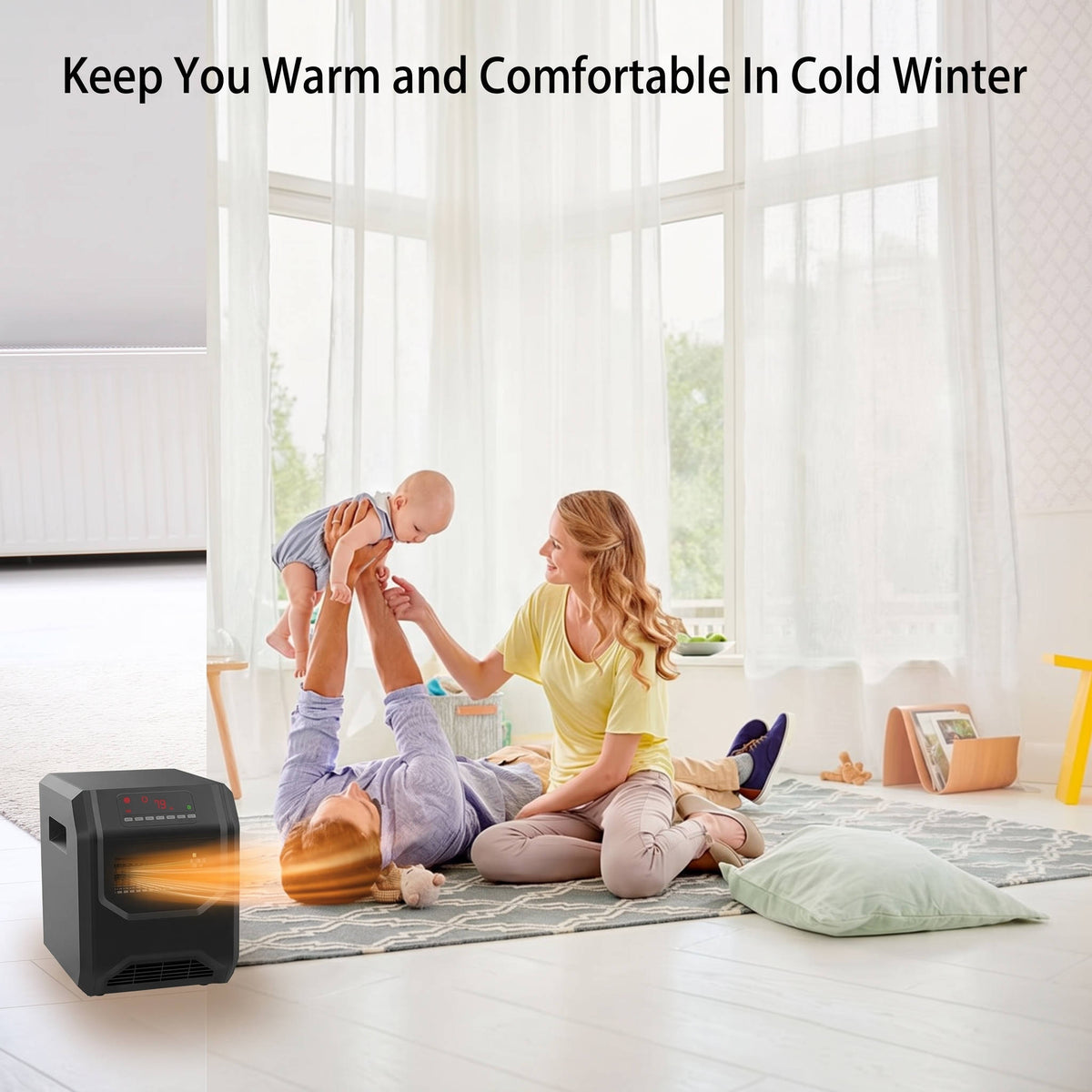 1500W Infrared Space Heater, Electric Indoor Heater for Home, Office & Bedroom