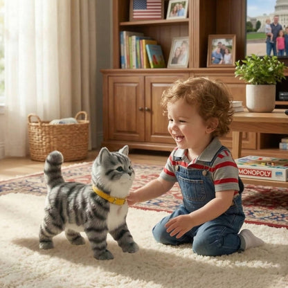 Realistic Interactive Tabby Robot Kitten, Walking & Meowing Robot Cat