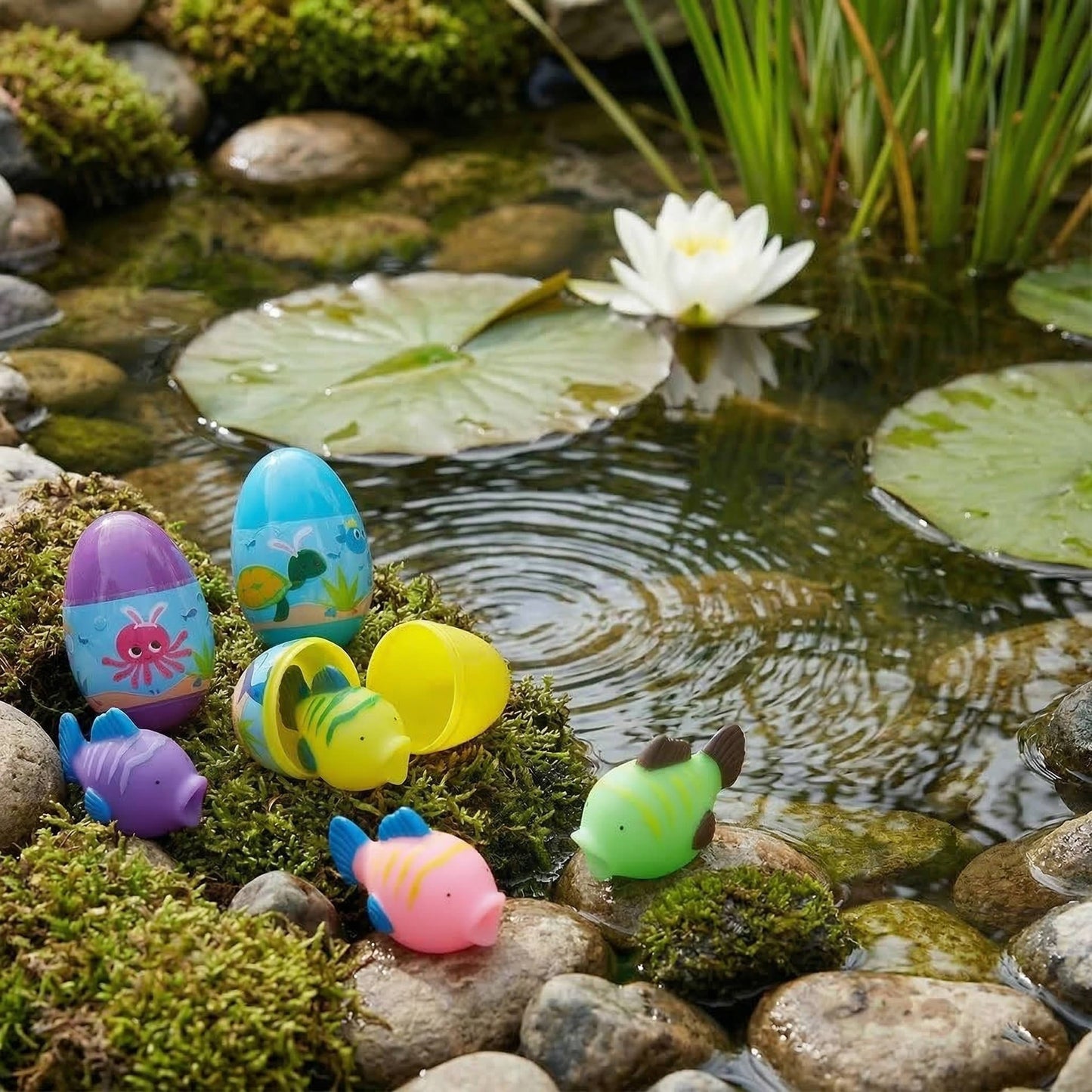 Squirt Toy Filled Plastic Easter Eggs 12 Pc, Colorful Easter Egg Hunt Toys for Kids Basket Stuffers