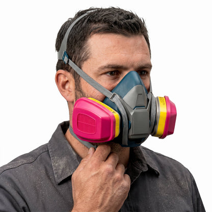 Multi-Purpose Reusable Respirator Mask with Quick Latch, NIOSH 60923 OV/AG/P100 Cartridge, Size Medium