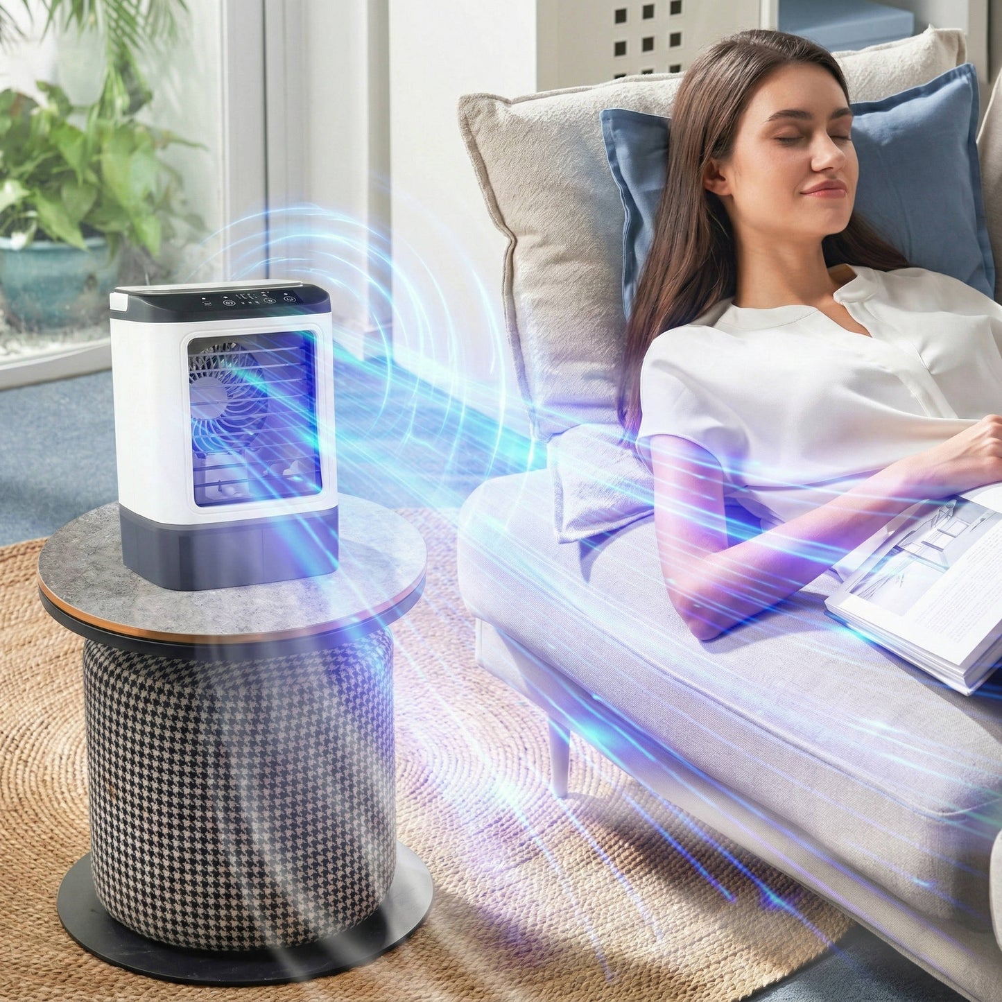 Portable AC Air Conditioner, Evaporative Cooler with Rapid Cooling and 3 Speed
