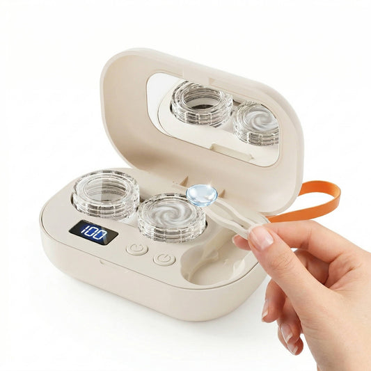 Contact Lens Cleaner & Solution Kit, Portable Daily Disinfecting and Storage System for All Lens Types
