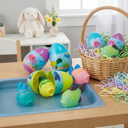 Squirt Toy Filled Plastic Easter Eggs 12 Pc, Colorful Easter Egg Hunt Toys for Kids Basket Stuffers