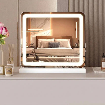 LED Vanity Mirror with Lights Dimmable, Makeup Mirror with 3 Color Modes Touch Screen Desk Mirror