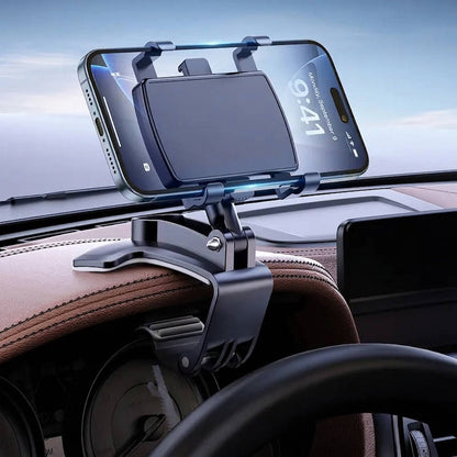 Universal Car Phone Holder, 360degrees Rotating Dashboard Mount, Secure Clip for 4 to 7 Inch Smartphones