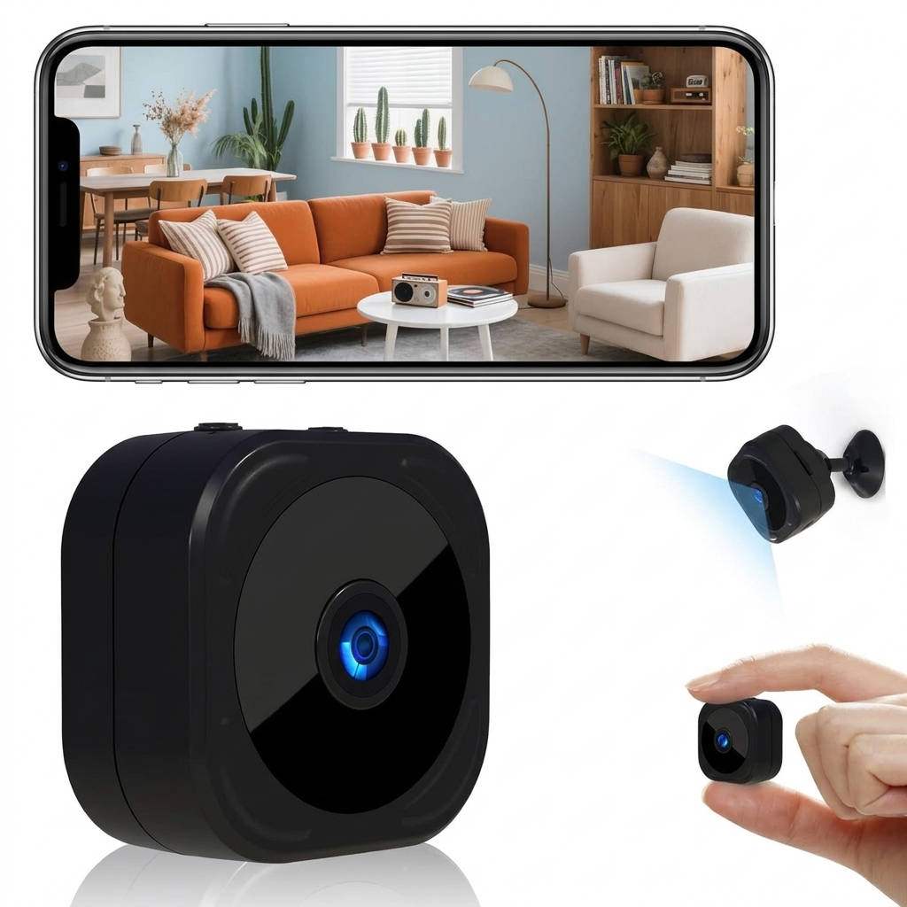 Indoor Security Camera for Pet, Baby Nanny Cam, 1080P HD Mini Wireless WiFi Camera with App Control, Motion Detection, Night Vision and Rechargeable Battery