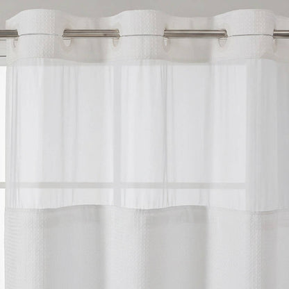 No Hooks Polyester Shower Curtain, Textured Shower Curtain with Snap In Fabric Liner, Waterproof Hotel Luxury Bathroom Curtain