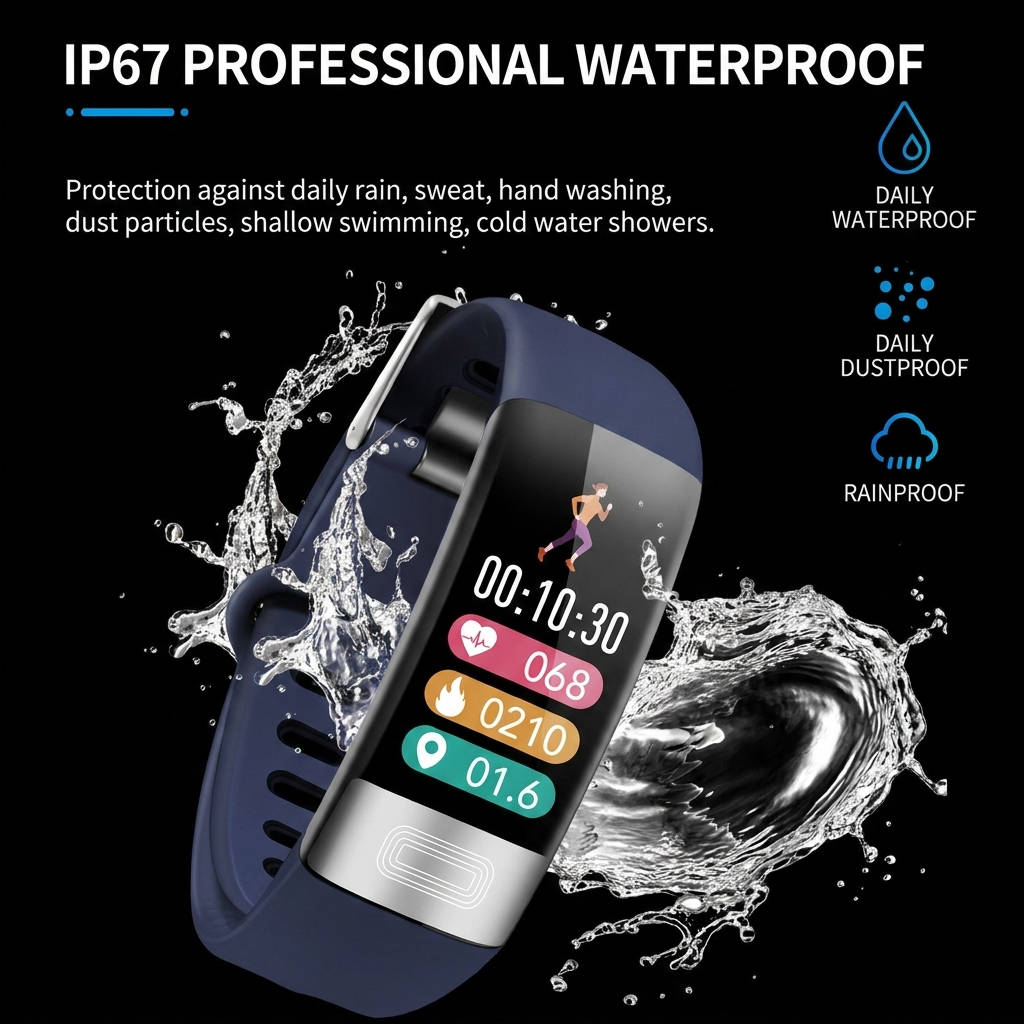 Smart Watch, Band Tracker for Blood Pressure and Sleep Monitoring, Fitness Watch with Heart Rate and Health Tracking