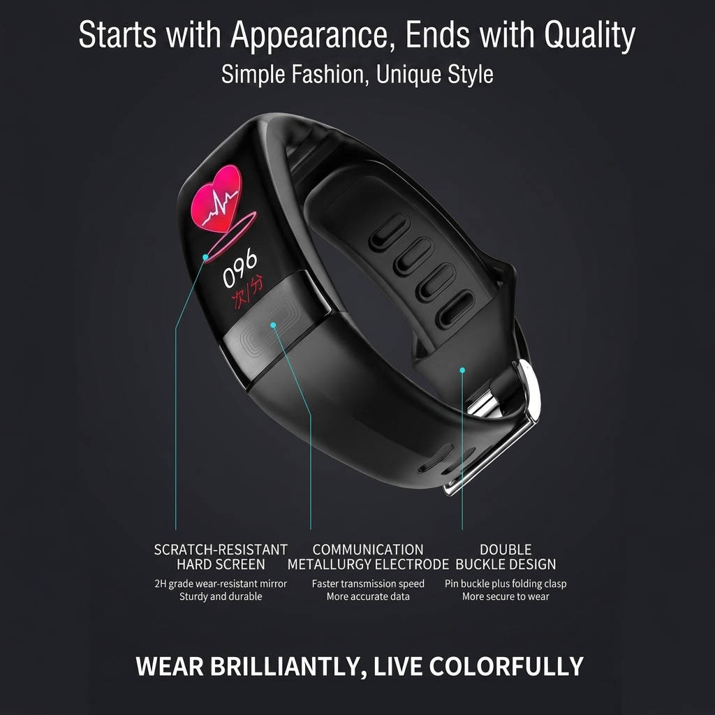 Smart Watch, Band Tracker for Blood Pressure and Sleep Monitoring, Fitness Watch with Heart Rate and Health Tracking
