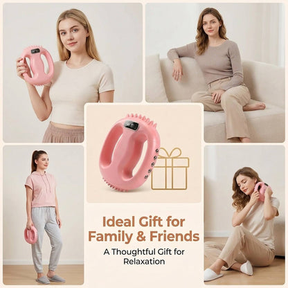 4 Head Fascia Ring Massager, Hands Free Deep Tissue Massage Gun, Waist Belt, 3 Modes, 9 Intensities