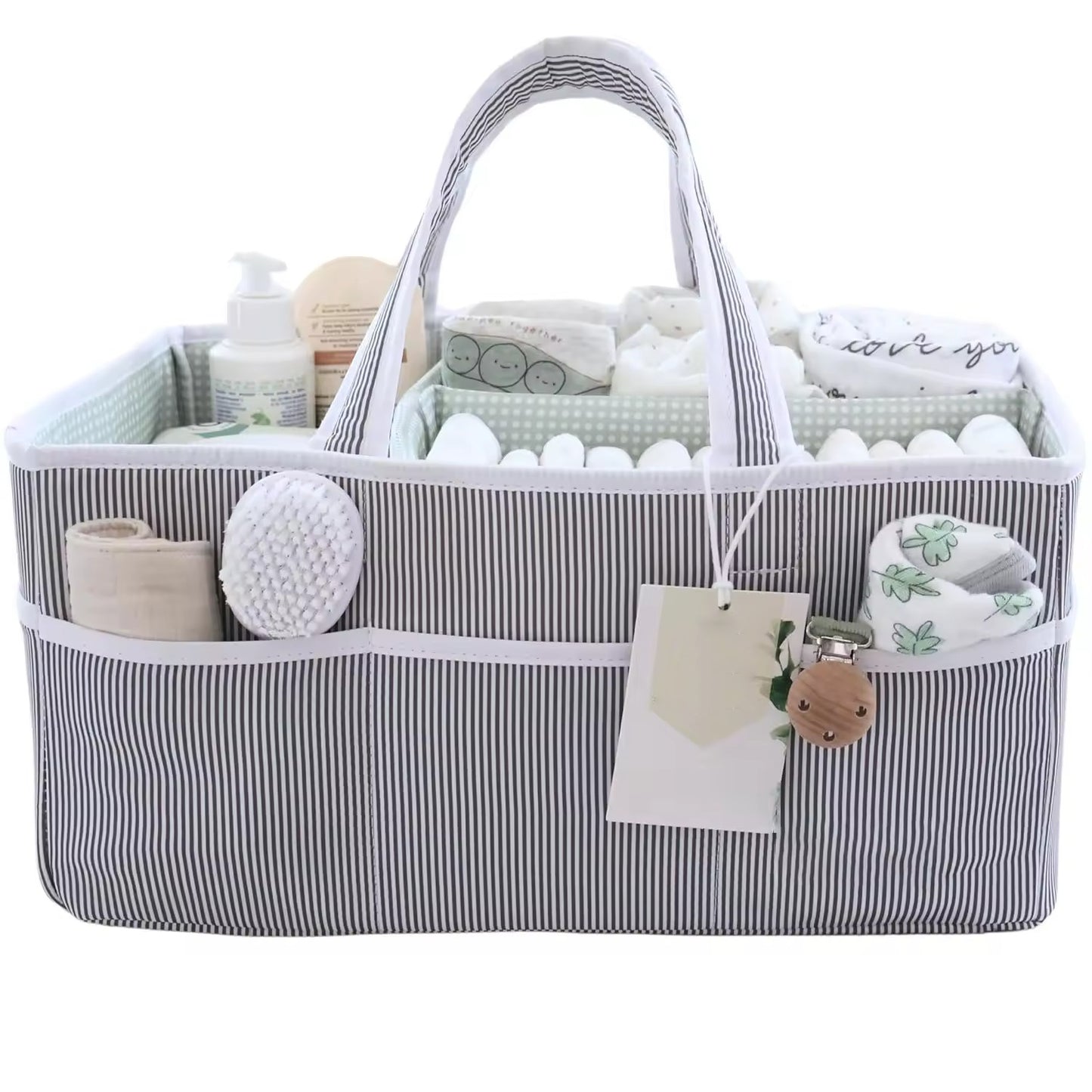 Large Baby Diaper Caddy Organizer Tote Bag, Nursery Storage Basket & Portable Car Caddy For Newborn