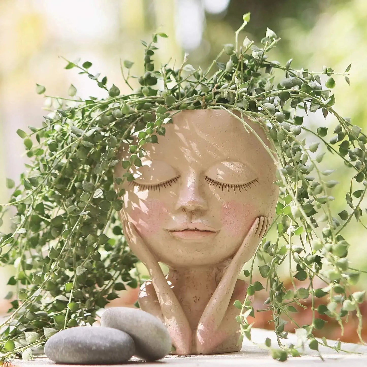 Ceramic Face Planter with Expressive Design for Small Succulents and Herbs