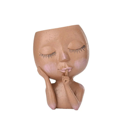 Ceramic Face Planter with Expressive Design for Small Succulents and Herbs