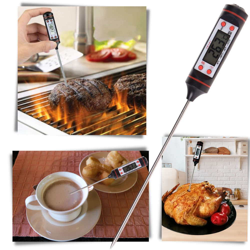 Digital Food Thermometer Probe with LCD Screen for Meat, Chocolate and Liquids