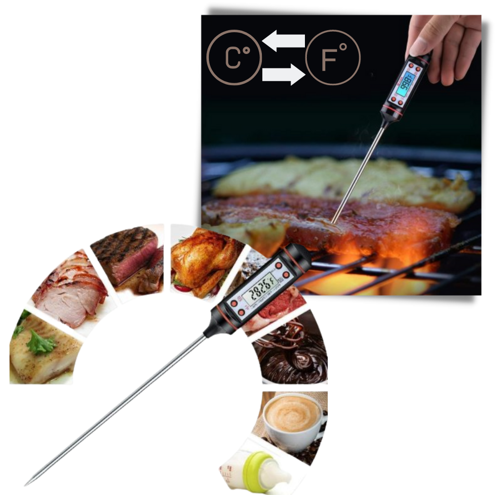 Digital Food Thermometer Probe with LCD Screen for Meat, Chocolate and Liquids
