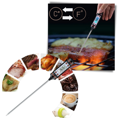 Digital Food Thermometer Probe with LCD Screen for Meat, Chocolate and Liquids