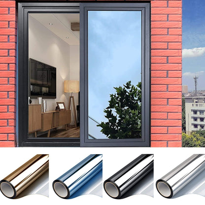 Static Cling Window Film with Mirror Effect and UV Ray Blocking for Daytime Privacy