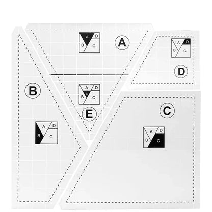 Acrylic Quilt Templates with Nonslip Grip and Clipped Tips for 6 Inch Blocks