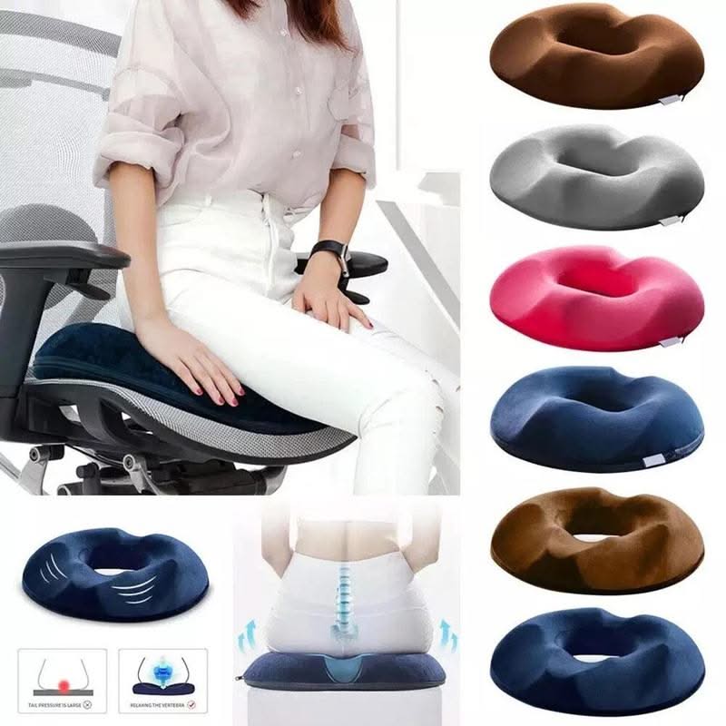 Donut Cushion with Memory Foam Core and Non Slip Bottom, Machine Washable Cover