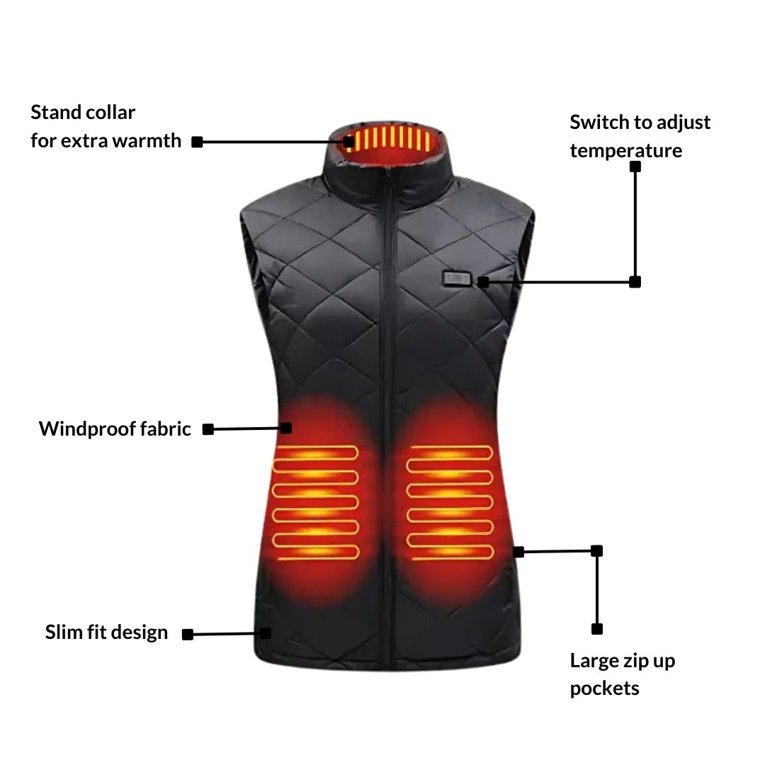 Heated Gilet for Women with Nine Zones and Three Temperature Settings, 10 Hour Runtime
