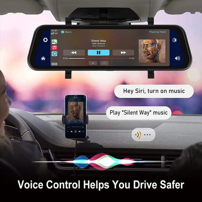 Mirror Dash Cam with Dual HD Recording and GPS Tracking, 9.66in Touchscreen