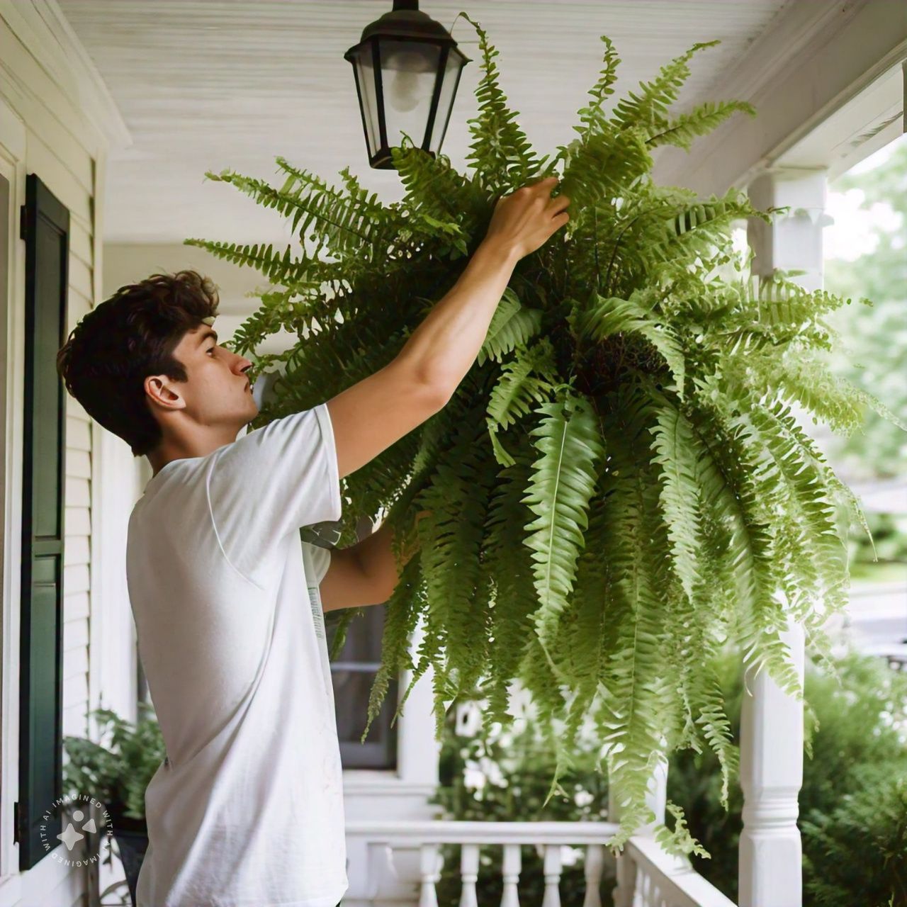 Artificial Boston Fern Set with UV Resistant Polyethylene and Realistic Fronds, 18 Pack