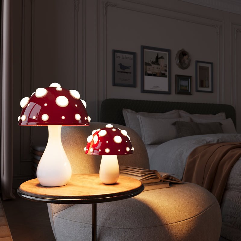 Dimmable Mushroom LED Table Lamp with Warm White Glow and Acrylic Dome