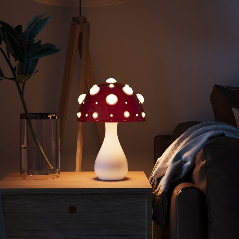 Dimmable Mushroom LED Table Lamp with Warm White Glow and Acrylic Dome