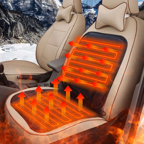 Heated Car Seat Cushion with 12V Plug 45 Watt Heating and Full Seat and Back Coverage