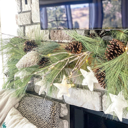 Pine Garland with Brown Pinecones and Cascading Needles 6 Feet