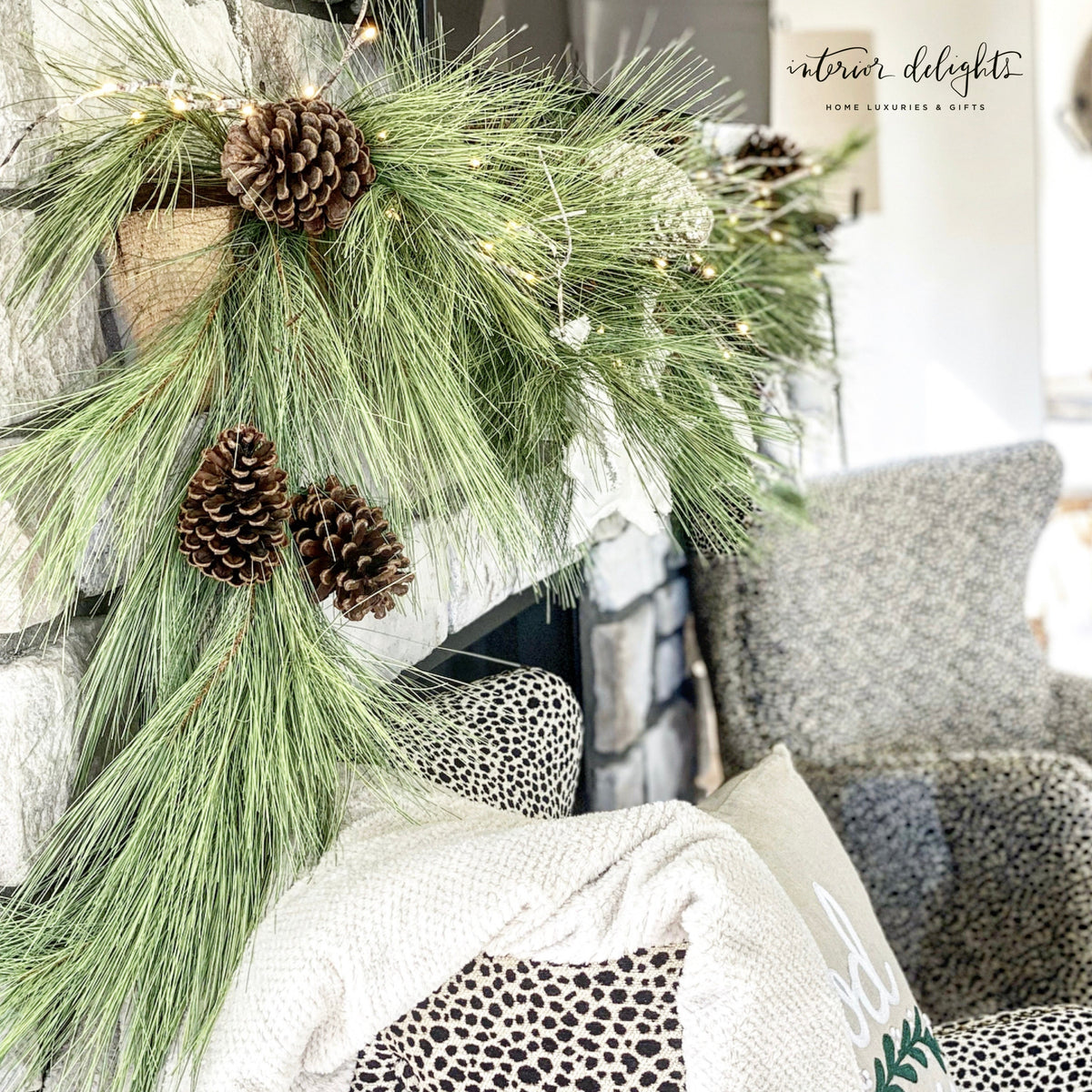 Pine Garland with Brown Pinecones and Cascading Needles 6 Feet