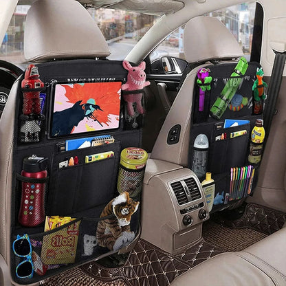 Backseat Protector with Waterproof Surface and Large Storage Pocket, Non-Slip Backing